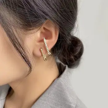 Yeni Tasarım Düzensiz U şeklinde Altın Renk Küpe Kadın için Kore Kristal moda takı Sıradışı Aksesuarları Kızlar