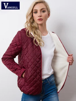 Vangull Sonbahar Yeni Parkas Temel Ceketler Kadın Kış Kaşmir Kadife Sıcak Kapşonlu Palto Uzun Kollu Bayanlar Pamuk Dış Giyim