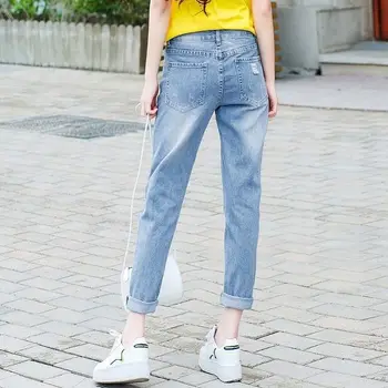 Yırtık Kot Gevşek Yüksek Bel Geniş Bacaklı Pantolon 2020 Yeni kadın Sıcak Pantolon