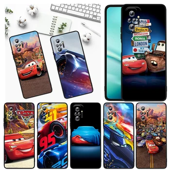 Arabalar Yıldırım McQueen Disney Xiaomi Redmi İçin Not 11E 11S 11 11T 10 10S 9 9T 9S 8 8T Pro 5G 7 5 Siyah Yumuşak telefon kılıfı Funda