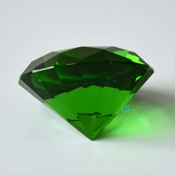Zümrüt Kristal Yeşil Paperweight Kesim Cam Büyük Dev Elmas Mücevher 50mm Emerald Isle