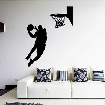 Basketbol Oyuncu Duvar Sticker Genç Odası Widnow Duvar Dekor Spor Basketbol duvar çıkartmaları Erkek Yatak Odası Oturma Odası Dekoratif