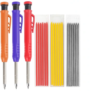 3 Renk Katı Marangoz kalem seti Ağaç İşleme Aletleri Mekanik Kurşun Kalem Dolum İnşaat İş Araçları Marangozluk İşaretleme Scriber