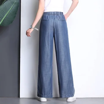 Yaz Kadın Rahat Kot Pantolon Geniş Bacak Kot Kadın Gevşek Yüksek Bel Jens İnce Nefes Pantolon