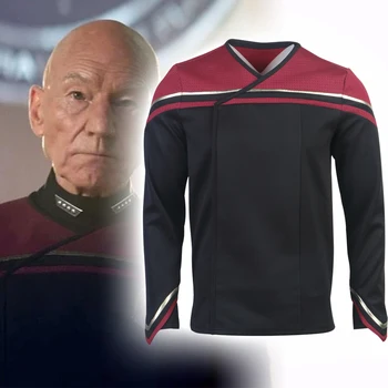 Yıldız Picard 2 Trek Kaptan Amiral Kırmızı Üniforma Cosplay Yıldız Filosu Gömlek Kostümleri ST Cadılar Bayramı Partisi Prop