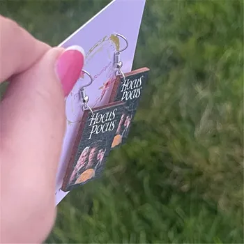 Yeni Kitap Sevgilisi Küpe Yenilik Kitap Küpe Hocus Pocus Küpe ahşap küpeler Film Sevgilisi Küpe Cadılar Bayramı Küpe