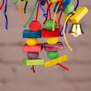 Papağan Kuş oyuncak Renkli Ahşap Blok boncuk Çiğnemek oyuncak salıncakta asılı oyuncaklar Küçük Orta Papağanlar Eğitim Kuş Kafesi Aksesuarları