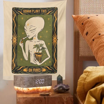 Alien Goblen Mandala Dantel Hippi Sanat Duvar Asılı Goblen Ev Oturma Odası İçin Uygun Karikatür Dekorasyon Psychedelic Goblen