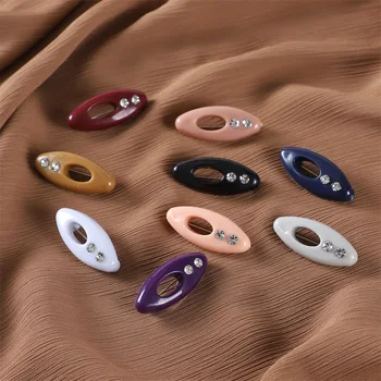 12pcs Oval İğne Renk Müslüman Başörtüsü İğne Eşarp Pin Aksesuarları Toka Plastik Eşarp Güvenlik Pin Renk Dikiş Aksesuarları