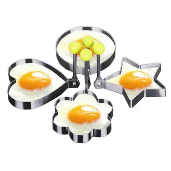 5 Çeşit Şekiller Omlet Kalıp Yuvarlak Kalp Çiçek Şekilli Paslanmaz Çelik Gıda Sınıfı Malzeme Yumurta Araçları