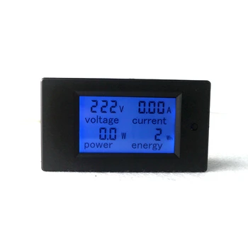 Dijital Voltmetre Ampermetre AC 220V 100A Güç Enerji Watt Volt Amp Metre Akım Analizörü LCD Mavi Aydınlatmalı Trafo Bobini