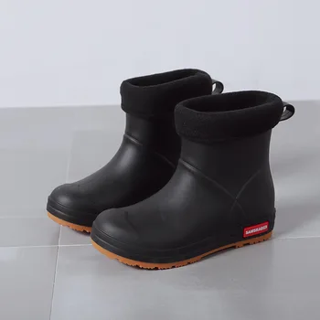 Moda Dört Mevsim Kadın Çiftler Giymek Hafif Kauçuk Su Geçirmez kaymaz Ayakkabı Düz Renk Yağmur Kısa Çizmeler Kadınlar için PVC