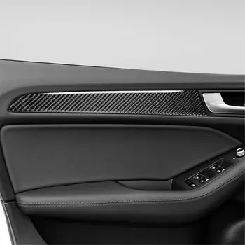4x Karbon Fiber İç Kapı Paneli Şerit Trim Oto Aksesuarları Audi Q5 2010-18 SQ5-17 Araba dekorasyon çıkartması