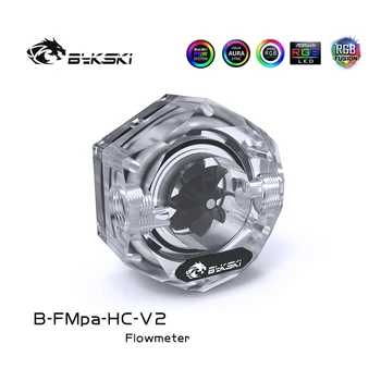 Bykski B-FMpa-HC-V2, RGB Şeffaf Akrilik Altıgen PC Su Soğutma Debimetre, Akış Dedektörü Sensörü Monitör