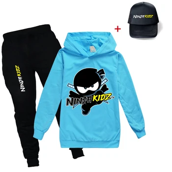 Ninja Erkek Giyim Seti Bahar Sonbahar Moda Hoodies Eşofman NİNJA KİDZ Kapşonlu T-Shirt Takım Elbise Çocuk Çocuk Kız Kazak
