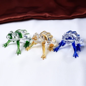 1 Adet Sevimli Kurbağa Kristal Figürler Minyatürleri Cam Hayvan El Sanatları Paperweight Süsler Çocuklar Hediyeler Ev Dekorasyonu
