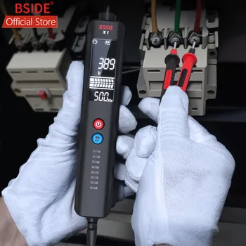 BSIDE X1 EBTN voltmetre 3-Line Büyük LCD Volt Dedektörü temassız Çift Menzilli AC Gerilim Sensörü Kalem Canlı Tel Kontrol + Kılıf
