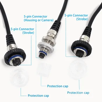 OF-2 1 ila 2 1.7 M 5 pin Tüplü Fiber Optik Kablo Dalış Sualtı Strobe fiber optik kablo Deniz Strobe Su Geçirmez Kamera Çantası