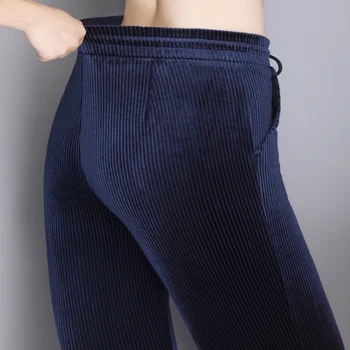 Kadınlar Zarif siyah pantolon Lace Up Elastik Bel Streetwear 2022 Bahar Kış Rahat Tam Boy Pantolon Kadife Pantalones