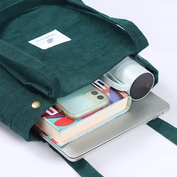 Kadife Çanta Çanta Kadınlar için omuzdan askili çanta tekrar kullanılabilir alışveriş poşetleri Açık Tote Kadın Düğme saklama çantası 2022 Yeni