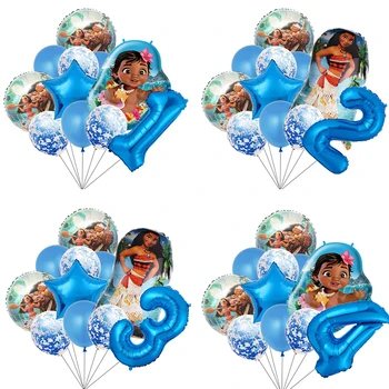 Disney Moana Bebek Balonlar Kız Doğum Günü Partisi Süslemeleri 32 inç Mavi Numarası Bebek Duş Çocuk Oyuncakları Globos Prenses Kız Hediye