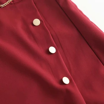 KONDALA ZA Moda 2021 Kadın Kruvaze Basit Etek Zincir Dekorasyon Mujer Faldas Bayanlar Kırmızı Etek