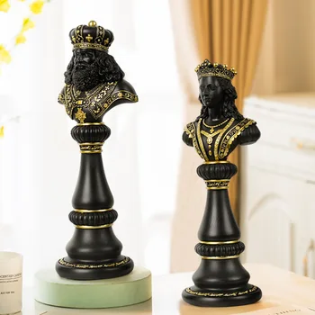 30cm Uluslararası Satranç Figürleri Kral Kraliçe Şövalye Satranç Heykeli Süsler Reçine satranç Taşları Kurulu Satranç Modern Ev Dekor