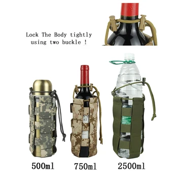Ayarlanabilir su şişesi kılıfı taşınabilir su şişe kapağı çantası taktik kamuflaj açık askeri yürüyüş kemer tutucu su ısıtıcısı çantası
