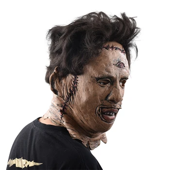 Texas Chainsaw Katliamı Leatherface Lateks Maskeleri Cosplay Kostüm Yetişkin Unisex Kask Maske Cadılar Bayramı Prop