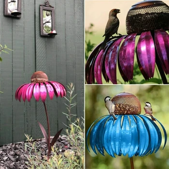 Koni çiçeği Kuş Besleyici Dış Bahçe Sanat Metal Kuş Besleyici Standı ile Promosyon Dropshipping