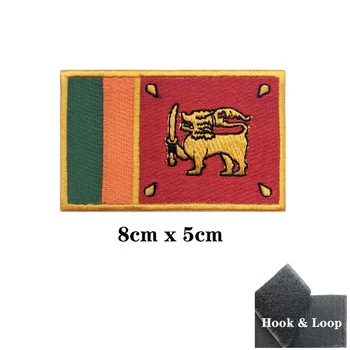 Sri Lanka bayrağı Yamalar Kol Bandı İşlemeli Yama Kanca ve Döngü Demir On Nakış Velcros Rozeti Askeri Şerit