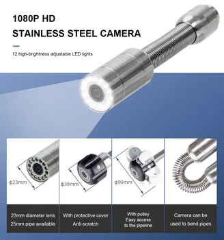 HD Boru Muayene Kamera 33-164FT, 8GB DVR / Wi-Fi Drenaj Kanalizasyon Kamera 7/9 inç Ekran SYANSPAN Boru Hattı Endüstriyel Endoskop IP68