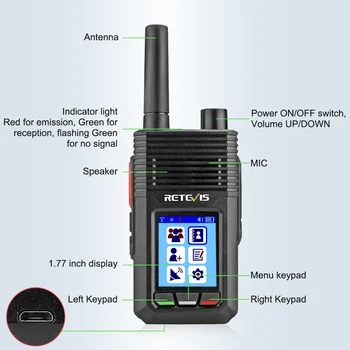 Retevis RB20 Ağ Walkie Talkie 4G POC PTT Ağ İki Yönlü Telsiz Desteği LTE FDD / WCDMA / GSM SIM Akıllı Telefon Uzun Menzilli Çağrı