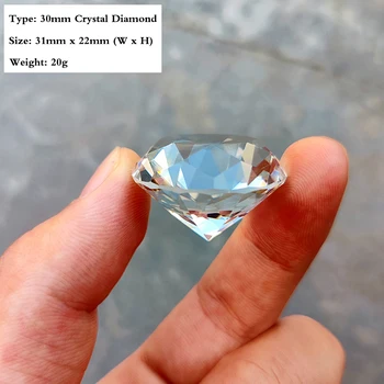 30mm Temizle Kristal Elmas Şekli Paperweight Mücevher Ekran Düğün noel hediyesi Süsleme