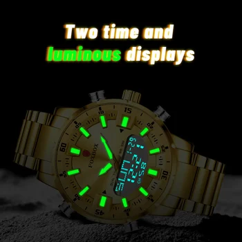 LIGE Erkekler Askeri Spor kol saati Altın Kuvars Çelik Su Geçirmez Çift Ekran Erkek Saat Saatler Relogio Masculino Reloj Hombre