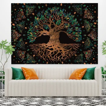 Hayat ağacı Psychedelic Ağacı Goblen Mandala Duvar Asılı Kawaii Odası Dekor Hippi Halılar Oturma Odası Ev Dekor için