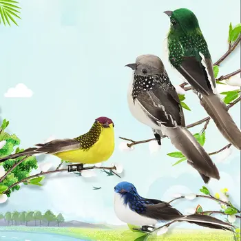 4 Adet/takım Renkli Simülasyon Tüy Kuş Yaratıcı Köpük Sahte Serçe Süsler ev bahçe dekorasyonu El Sanatları