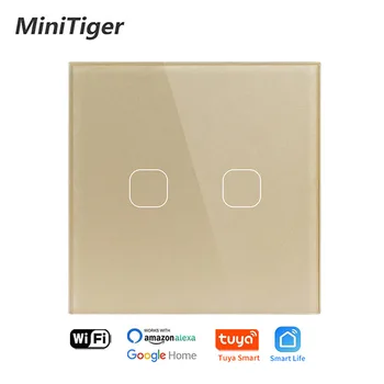 Minitiger 4 Renk Kristal Cam Panel AB / İNGİLTERE Standart 1/2/3 Gang WİFİ Dokunmatik Anahtarı Tuya app Kontrol İşık Kablosuz Duvar Anahtarı