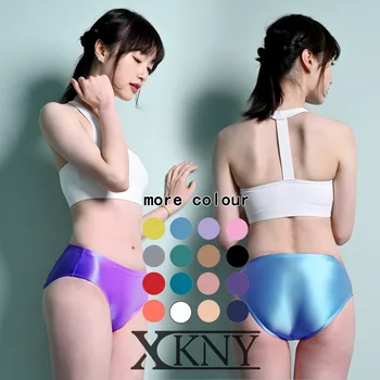 XCKNY yeni Yağlı parlak şort seksi katı parlak pantolon bikini düşük belli seksi tayt giyilebilir dışında parlak iç çamaşırı