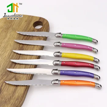 Jaswehome 6 adet paslanmaz çelik laguiole biftek bıçağı seti yemek masası bıçak sofra takımı tatlı bıçak seti bıçaklar akşam yemeği için