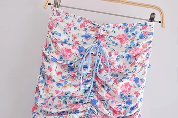 Yeni Moda Seksi Şık Çiçek Baskı Mini Etek Kadın Yaz Streetwear Stil Şifon Ruffles Etekler Kadın Rahat Falda