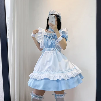 Lolita Hizmetçi Elbise Kızlar Kadınlar Güzel Hizmetçi Cosplay Anime Kostümleri Lolita Elbiseler Cafe Garson Hizmetçi Kıyafeti Cadılar Bayramı Kostüm