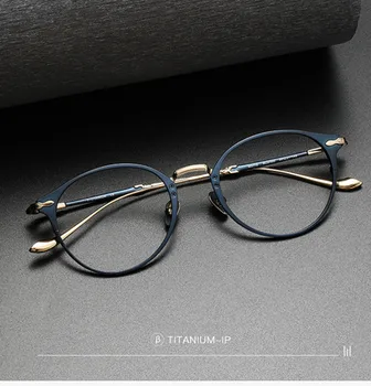 Japon Tasarımcısı Saf Titanyum Gözlük Kare Erkek Vintage Ultralight Miyopi Gözlük El Yapımı Reçete Gözlük M3112 Yuvarlak