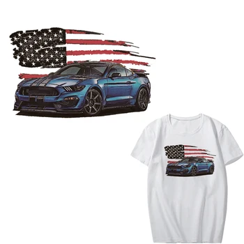 ABD bayrağı yama ısı transferi vinil çıkartmalar giyim için DIY T-shirt elbiseler demir-on transferler araba yamalar rozetleri ısı basın