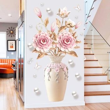Şakayık çiçekleri Vazo Duvar Sticker Oturma Odası yatak odası dekoru 3D Duvar Kağıdı Genç Duvar Dekorasyon Estetik Posteri Wallstickers