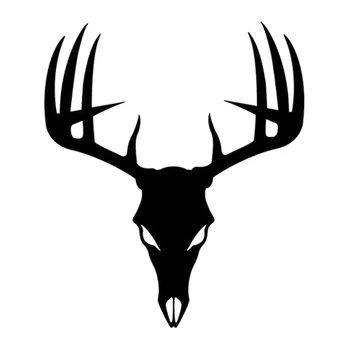 15cm*17.8 cm Buck Kafatası Çıkartması Avcılık Geyik Avcısı Boynuzları Çıkartmalar Araba Styling Siyah / Gümüş S3-4770