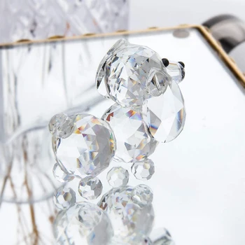 H & D 20mm Kesim Kristal Köpek Figürleri Sanat Cam Hayvan Paperweight Süs Hatıra Zanaat Hediyeler Koleksiyonu Ev masa süsü