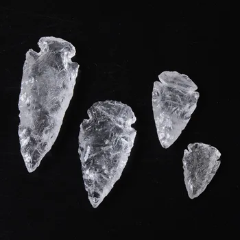 Doğal Beyaz Kuvars Ok Ucu Kristal Kaya Mineral Şifa Noktası Taş Reiki Enerji Kötü Ruh Zanaat Hiçbir Delik DIY Charm Kolye