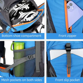 Ücretsiz Şövalye Açık Sırt Çantaları 60L Su Geçirmez Seyahat spor çantaları Yürüyüş Kamp Dağcılık Çantası Sırt Çantası
