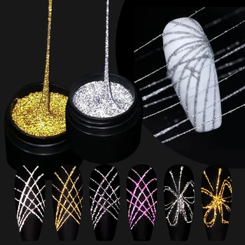 UR ŞEKER Yansıtıcı Glitter Gümüş Altın Hattı Çivi Sanat Manikür Jel Vernikler Çizim Boyama UV Jel Lehçe